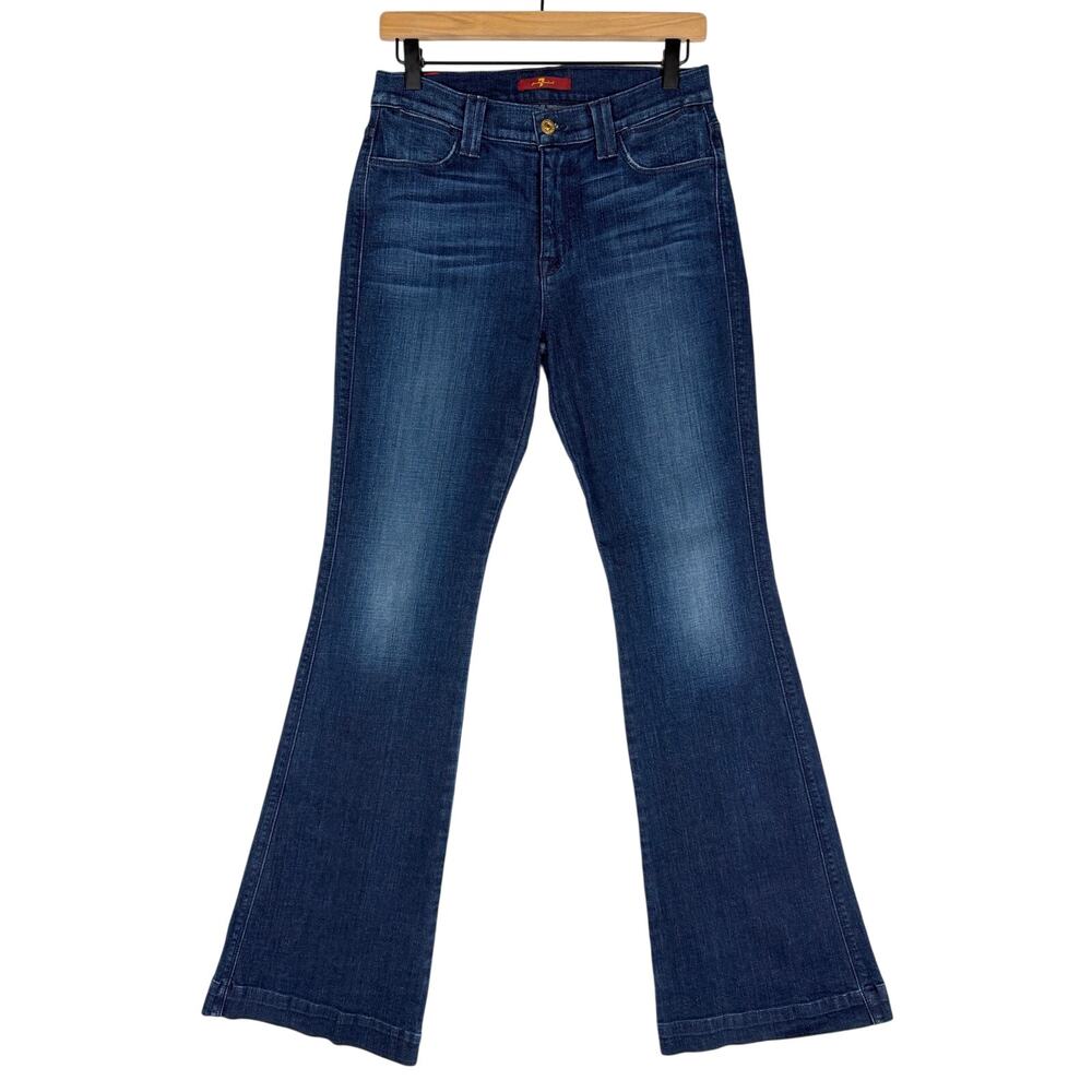 7 For All Mankind Slim Trouser Flare Jeans Dark Wash Size 29 Clean Lines Y2K NWT